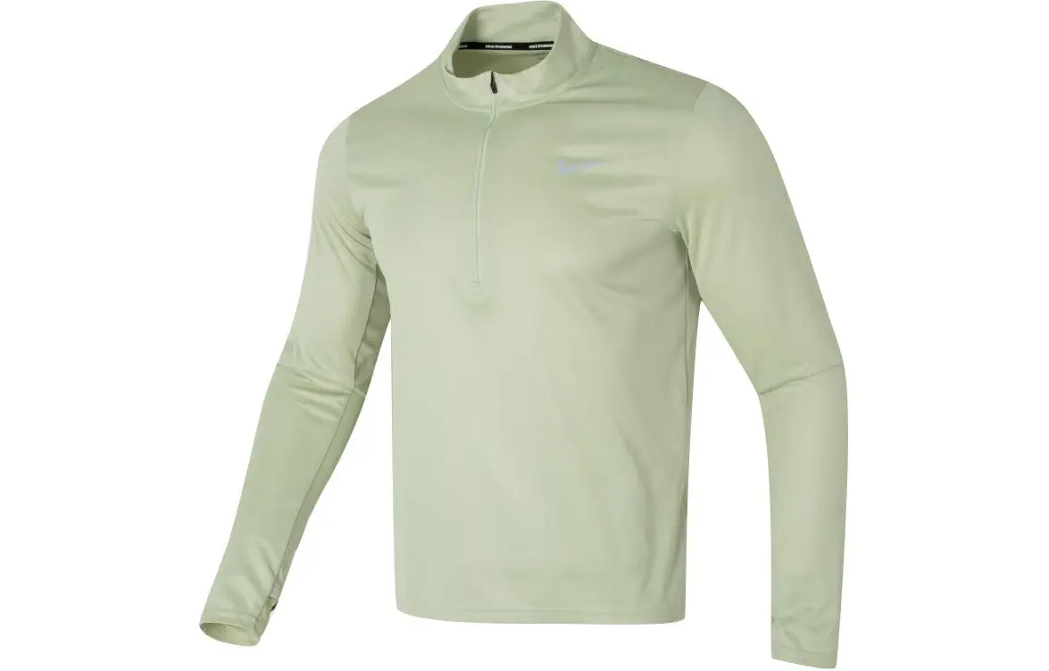 Nike T-Shirts Men's Green Stand Collar Moderate Straight Fit