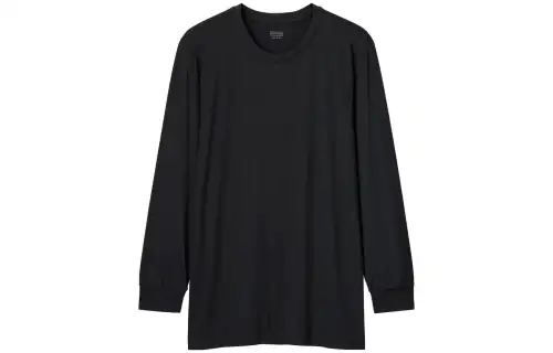 UNIQLO T Shirts Men's Black Crew Neck Moderate Straight Fit