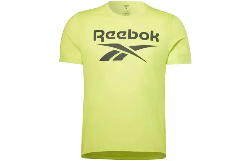 Reebok T Shirts Men's Yellow Crew Neck Moderate Straight Fit