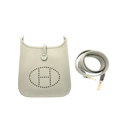 HERMES Evelyne Clemence Bullock Leather Crossbody Bag, Shoulder Bag 16 Women's I2 Nata Cream White
