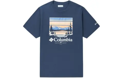 Columbia T-Shirts Men's Blue Crew Neck Moderate Straight Fit