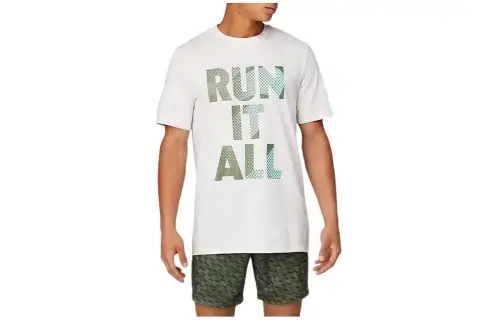 ASICS T Shirts Men's White Crew Neck Moderate Other