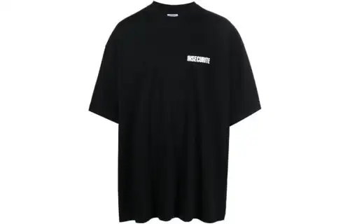 Vetements T Shirts Men's Black Crew Neck Moderate Straight Fit