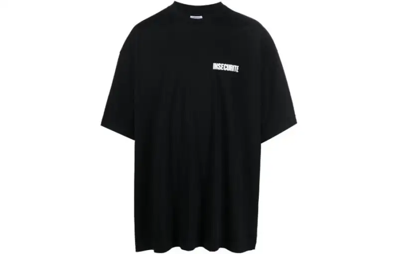 Vetements T Shirts Men's Black Crew Neck Moderate Straight Fit