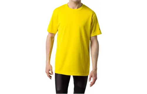 ASICS T Shirts Men's Yellow Crew Neck Moderate Straight Fit