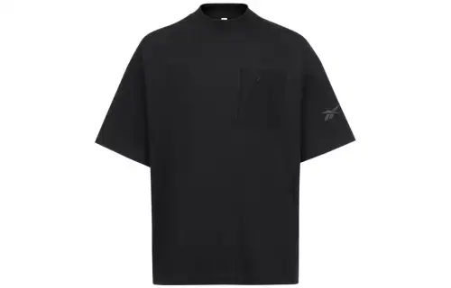 Reebok T Shirts Unisex Black Half Turtleneck Moderate Straight Fit