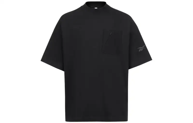 Reebok T Shirts Unisex Black Half Turtleneck Moderate Straight Fit