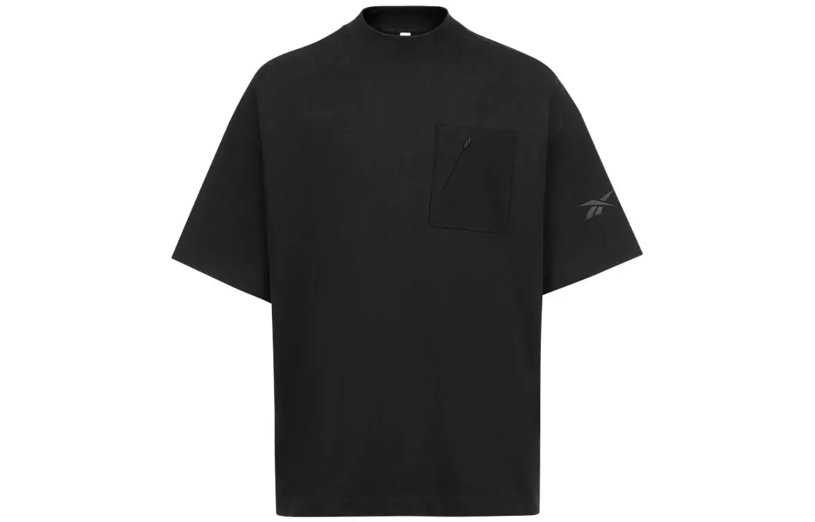 Reebok T-Shirts Unisex Black Half-Turtleneck Moderate Straight Fit