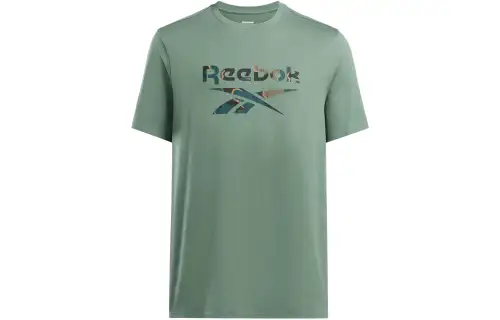 Reebok T Shirts Men's Green Crew Neck Moderate Straight Fit