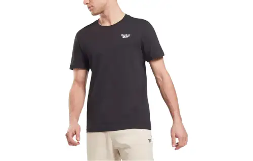 Reebok T Shirts Men's Black Crew Neck Moderate Straight Fit