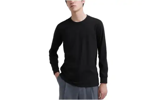 UNIQLO T Shirts Men's Black Crew Neck Moderate