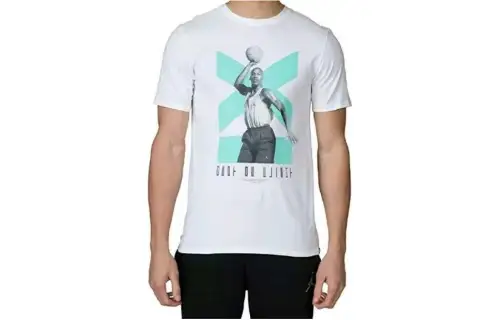 Jordan T Shirts Men's White Crew Neck Moderate Straight Fit