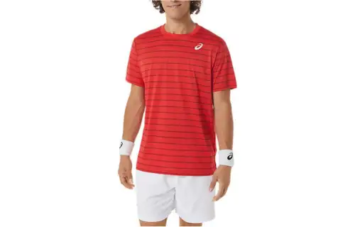 ASICS Kuru T Shirts Men's Red Crew Neck Moderate Other