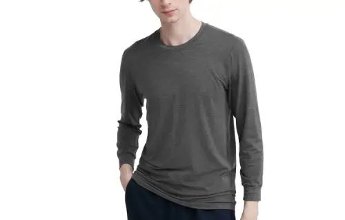UNIQLO T Shirts Men's Dark Gray Crew Neck Moderate Straight Fit