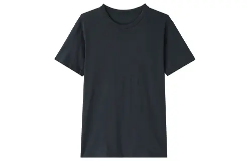 UNIQLO T Shirts Men's Navy Blue Crew Neck Moderate