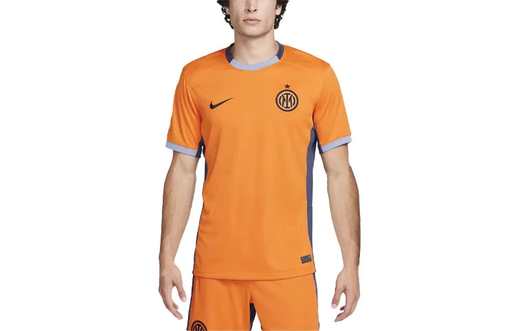 Nike T-Shirts Men's Orange Crew Neck Moderate Straight Fit