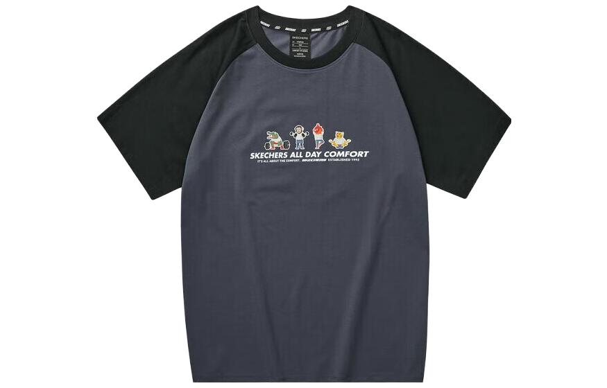 Skechers Funny Monster T Shirts Unisex Odyssey Gray/026R Crew Neck Moderate Straight Fit