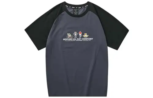 Skechers Funny Monster T Shirts Unisex Odyssey Gray/026R Crew Neck Moderate Straight Fit