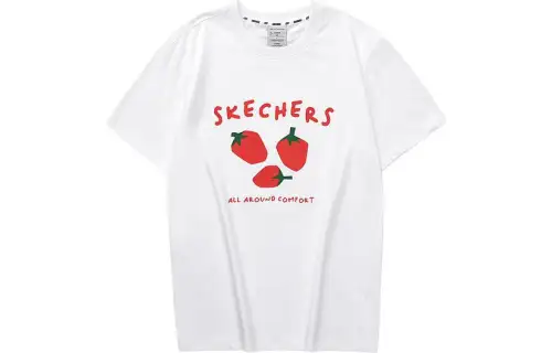 Skechers Colorful T Shirts Unisex Bright White Crew Neck Moderate Other