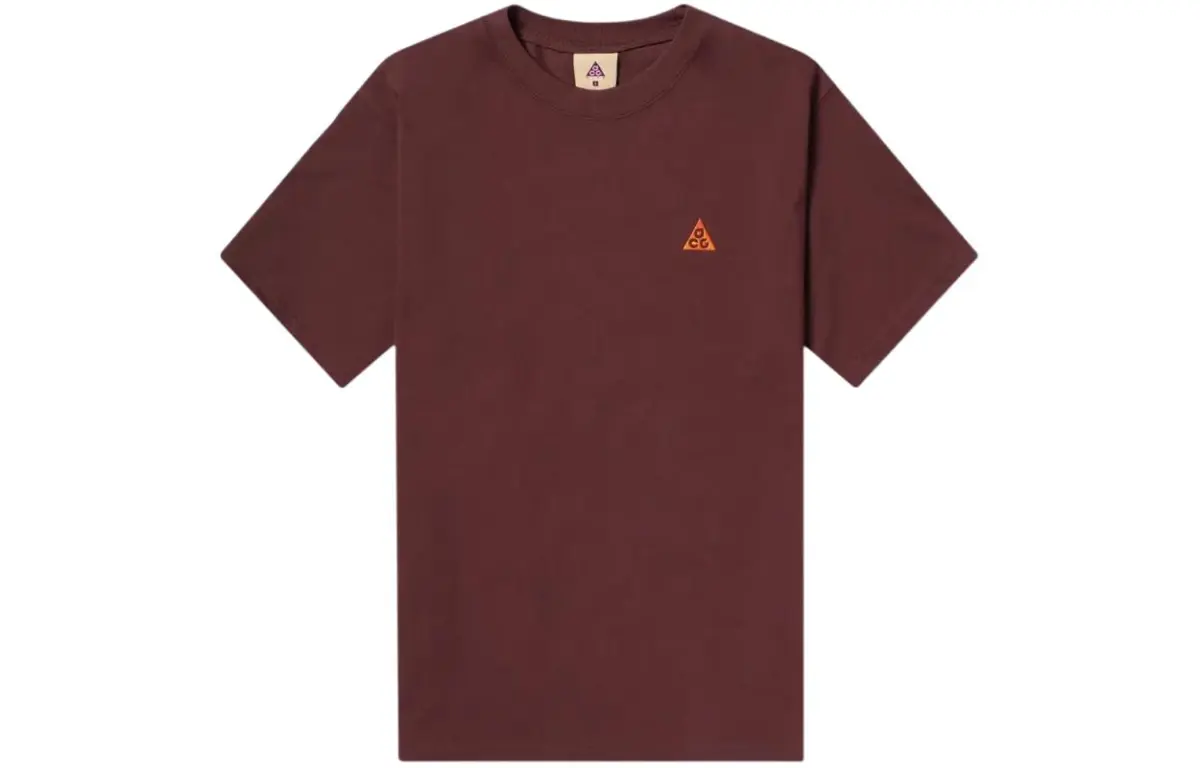 Nike T-Shirts Men's Burgundy Crew Neck Moderate Straight Fit