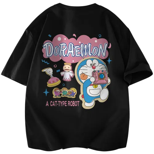 Doraemon T Shirts Unisex Crew Neck Moderate Straight Fit