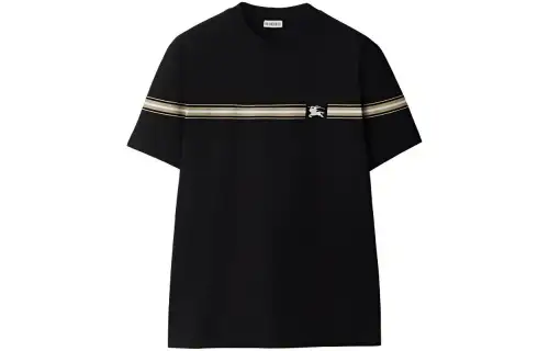 Burberry striped-detail cotton T-shirt