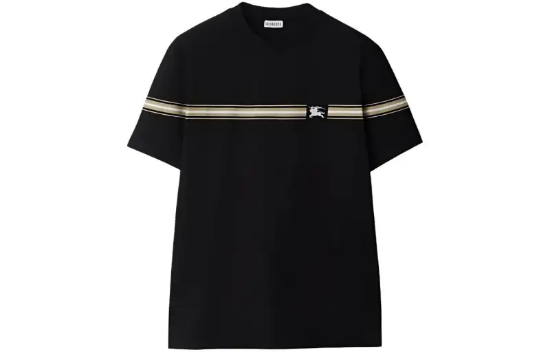 Burberry striped-detail cotton T-shirt