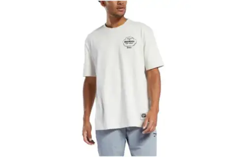 Reebok T Shirts Men's White Crew Neck Moderate Straight Fit