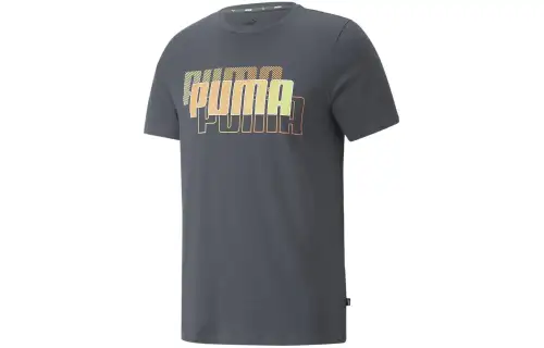 PUMA POWER T Shirts Men's Gray Crew Neck Moderate