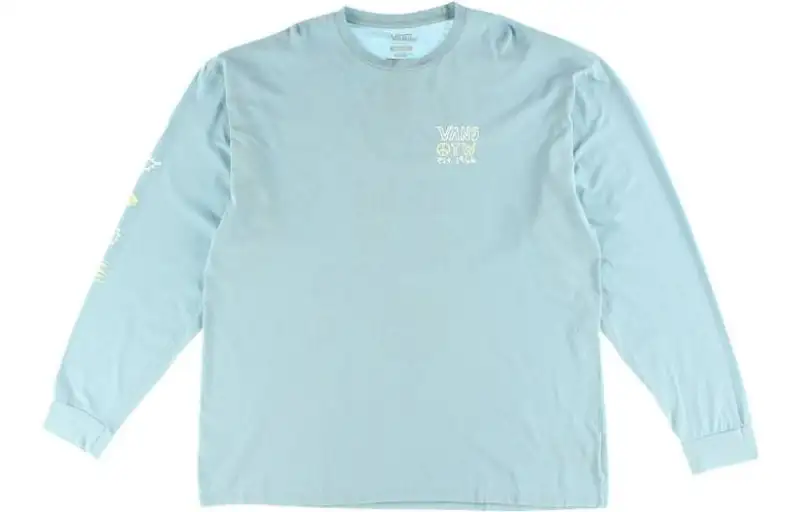 Vans T Shirts Men's Sky Blue Crew Neck Moderate