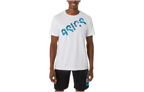 ASICS T Shirts Unisex White Crew Neck Moderate Straight Fit