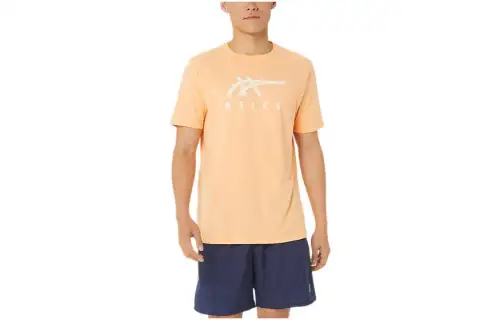 Asics Stripe Short Sleeve Tee T Shirt Unisex Orange