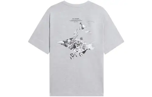 Li Ning Drop Shoulder Sleeve T Shirt Unisex Heather Gray Light Smoke Gray