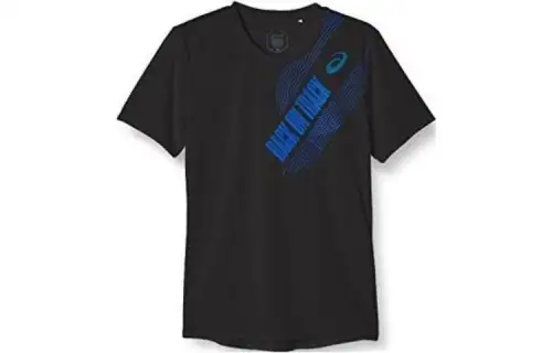 ASICS T Shirts Men's Black Crew Neck Moderate Straight Fit