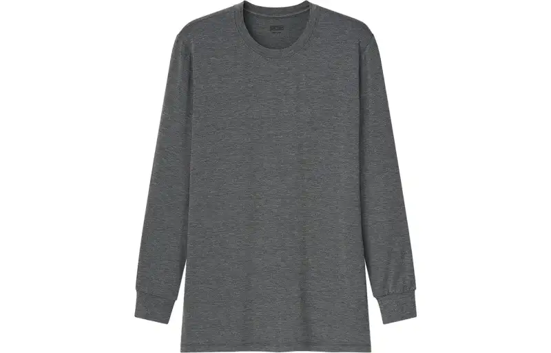 UNIQLO T Shirts Men's Dark Gray Crew Neck Moderate