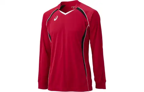 ASICS T Shirts Men's Red V Neck Moderate Straight Fit