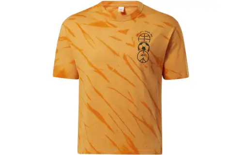 Reebok T Shirts Unisex Yellow Crew Neck Moderate Straight Fit