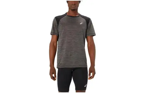 ASICS T Shirts Men's Black Crew Neck Moderate Straight Fit
