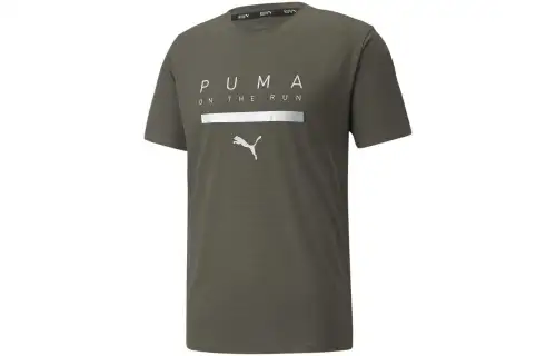 PUMA Training Woven 8 RUN Logo SS Tee T Shirt Men's Gray