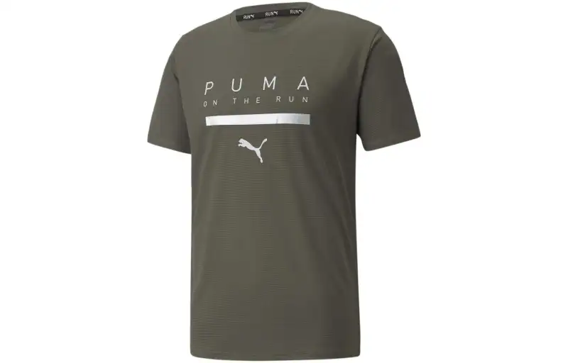 PUMA Training Woven 8 RUN Logo SS Tee T Shirt Men's Gray