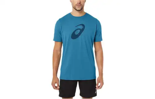 ASICS PAINTBRUSH T Shirts Men's Island Blue Heather Crew Neck Moderate Straight Fit