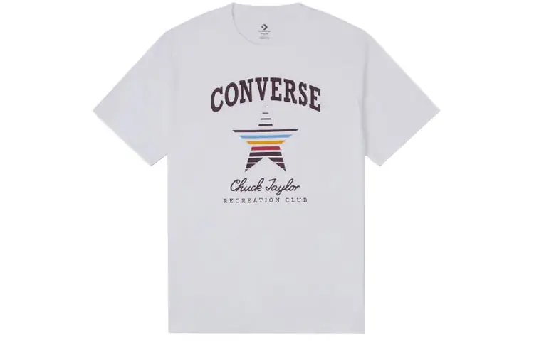 Converse T Shirts Unisex White Crew Neck Moderate Straight Fit