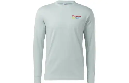 Reebok T Shirts Unisex Gray Green Crew Neck Moderate Straight Fit
