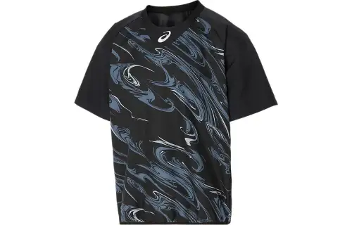 ASICS T Shirts Men's Black Crew Neck Moderate Straight Fit