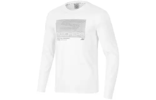 Skechers T Shirts Men's White Crew Neck Moderate Straight Fit