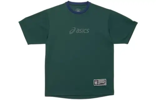 ASICS T Shirts Unisex Green Crew Neck Moderate Straight Fit