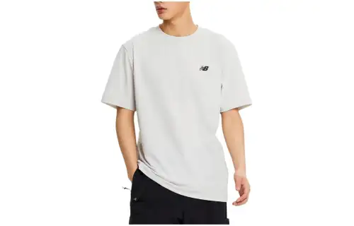 New Balance UNI FROZEN T Shirts Men's Ecru Crew Neck Moderate Straight Fit
