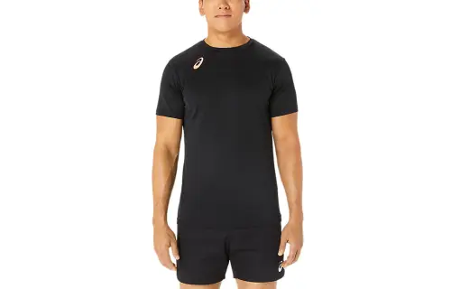 ASICS T Shirts Men's Black Crew Neck Moderate Straight Fit