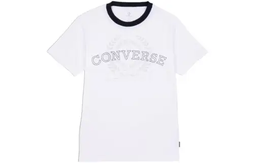 Converse T Shirts Unisex White Crew Neck Moderate Straight Fit