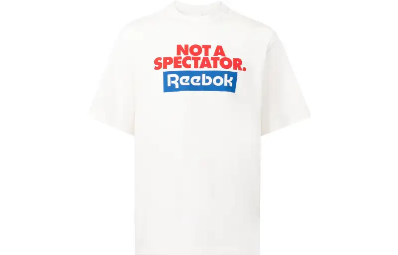 Reebok T Shirts Unisex White Crew Neck Moderate Straight Fit
